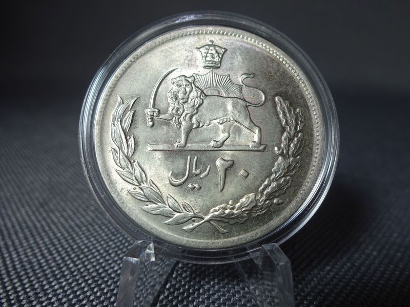 Münze Iran 1974 ۱۳۵۳ 20 Rial Pahlavi Löwe Münze Iran 1974 ۱۳۵۳ 20 Rial Pahlavi Löwe