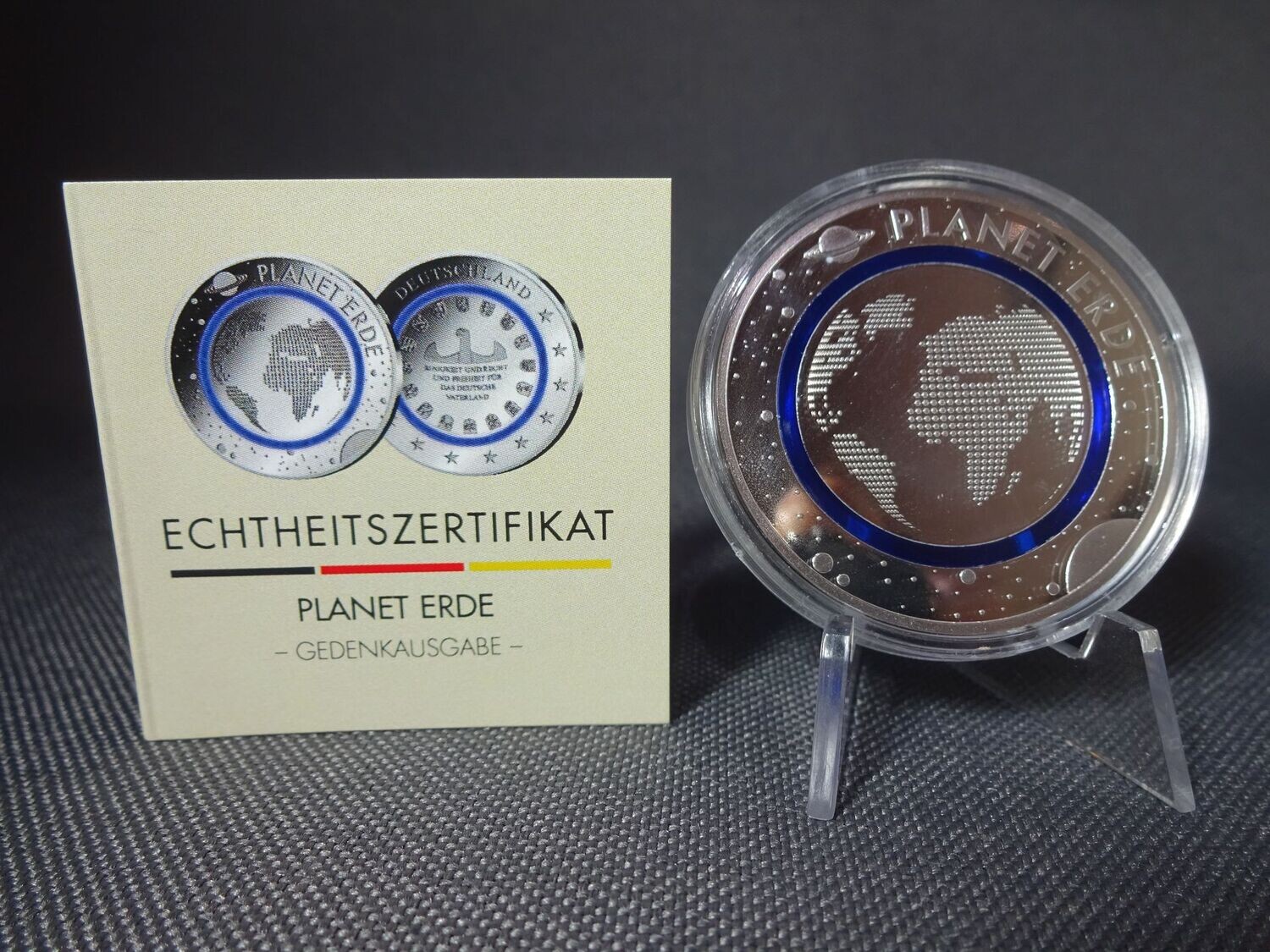 Silbermedaille Deutschland Planet Erde 2016 5 Euro Blauer Polymerring Silbermedaille Deutschland Planet Erde 2016 5 Euro Blauer Polymerring