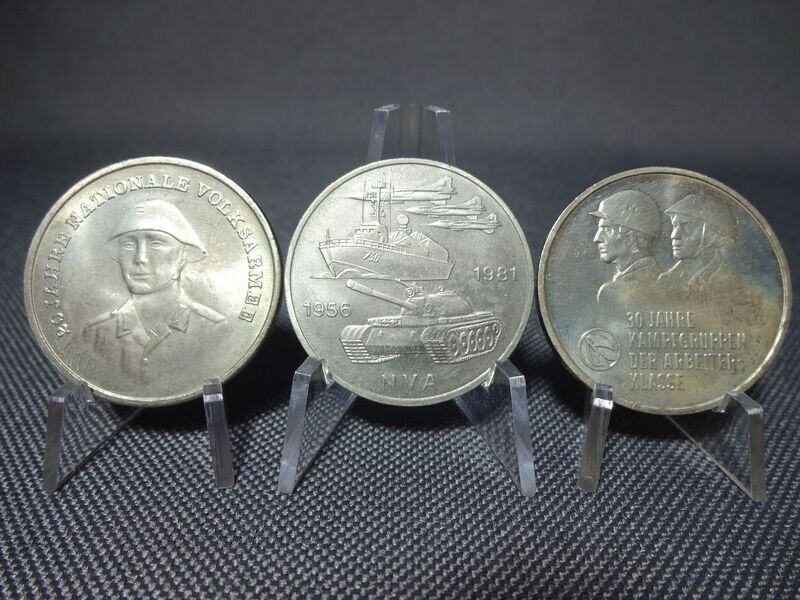 Münzen-Set DDR 1976 1981 1983 10 Mark Nationale Volksarmee Panzer Krieg Soldat