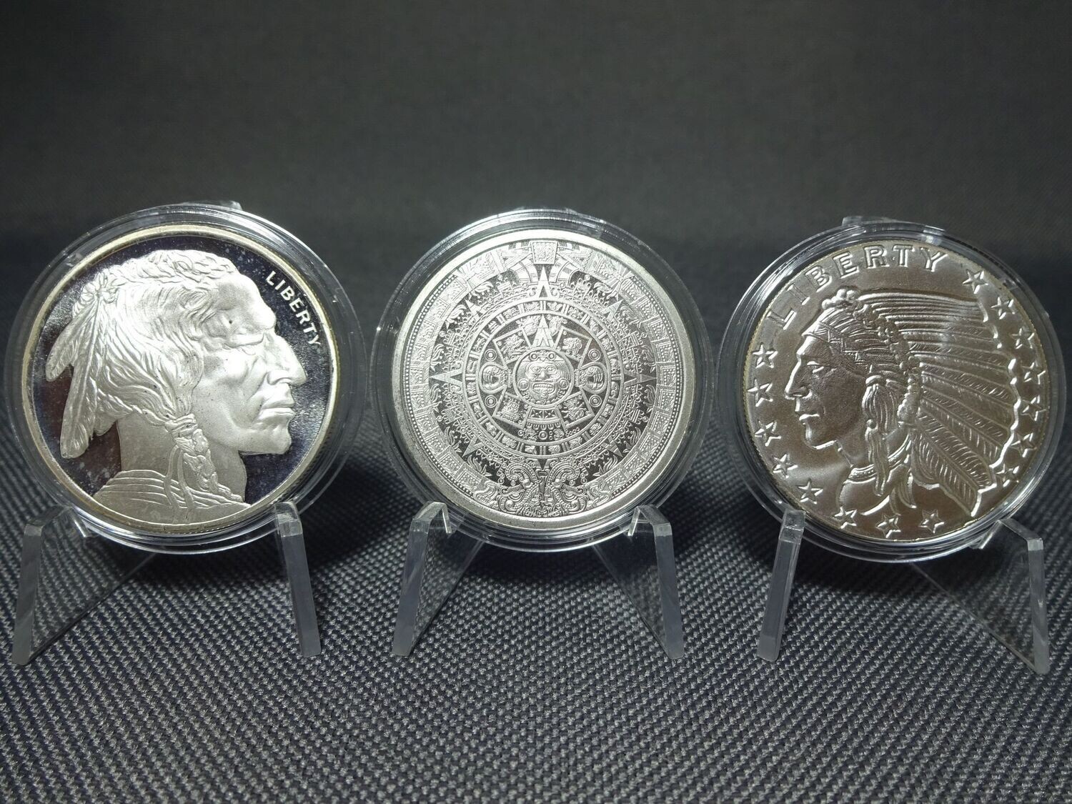 Silbermedaillen Set USA Indianer Buffalo Maya Aztek Incuse Eagle Liberty 3x 1/2 Oz Unze Silbermedaillen Set USA Indianer Buffalo Maya Aztek Incuse Eagle Liberty 3x 1/2 Oz Unze