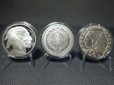 Silbermedaillen Set USA Indianer Buffalo Maya Aztek Incuse Eagle Liberty 3x 1/2 Oz Unze Silbermedaillen Set USA Indianer Buffalo Maya Aztek Incuse Eagle Liberty 3x 1/2 Oz Unze