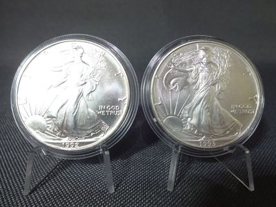 Silbermünzen Set USA 1992 1993 1 Dollar American Silver Eagle Walking Liberty 1 Oz Unze Silbermünzen Set USA 1992 1993 1 Dollar American Silver Eagle Walking Liberty 1 Oz Unze