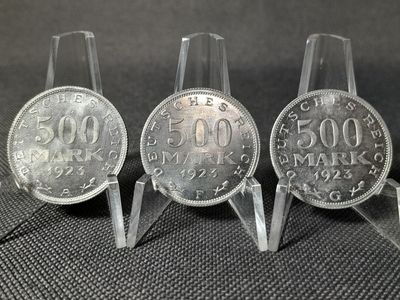 Münzen Set Weimarer Republik 1923 A F G 500 Mark Inflation Lichtenrader Fehlprägung Münzen Set Weimarer Republik 1923 A F G 500 Mark Inflation Lichtenrader Fehlprägung