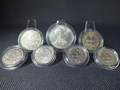 Silbermünzen Set Deutsches Kaiserreich 1912 - 1917 A 1/2 1 2 Mark 25 Jahre Wilhelm II König Preussen
