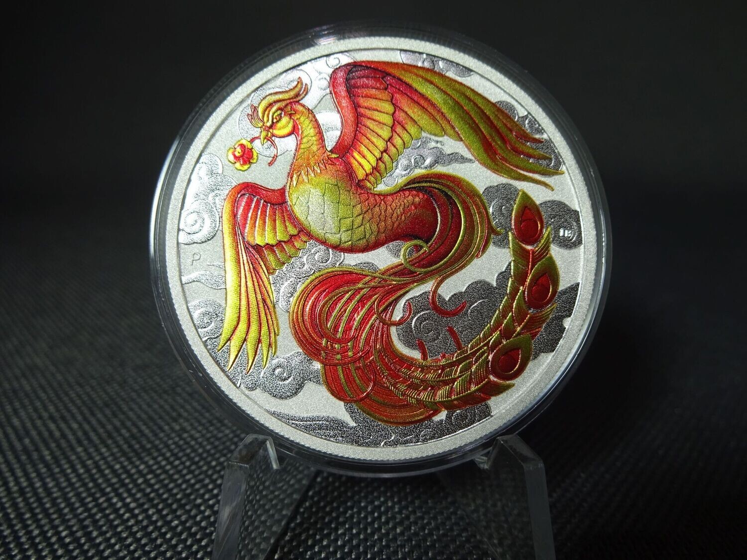 Silbermünze Australien 2022 1 Dollar Chinese Myths & Legends Phönix Farbe Rot Gold 1 Oz Unze