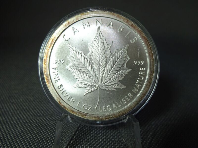 Silbermedaille USA 2020 Cannabis Maple Leaf Hanf Silver Shield 1 Oz Unze