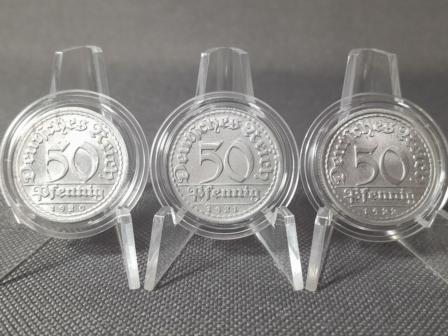 Münzen Set Weimarer Republik 1920 1921 1922 D F 50 Pfennig Fehlprägung Seltene Erhaltung!!!!!