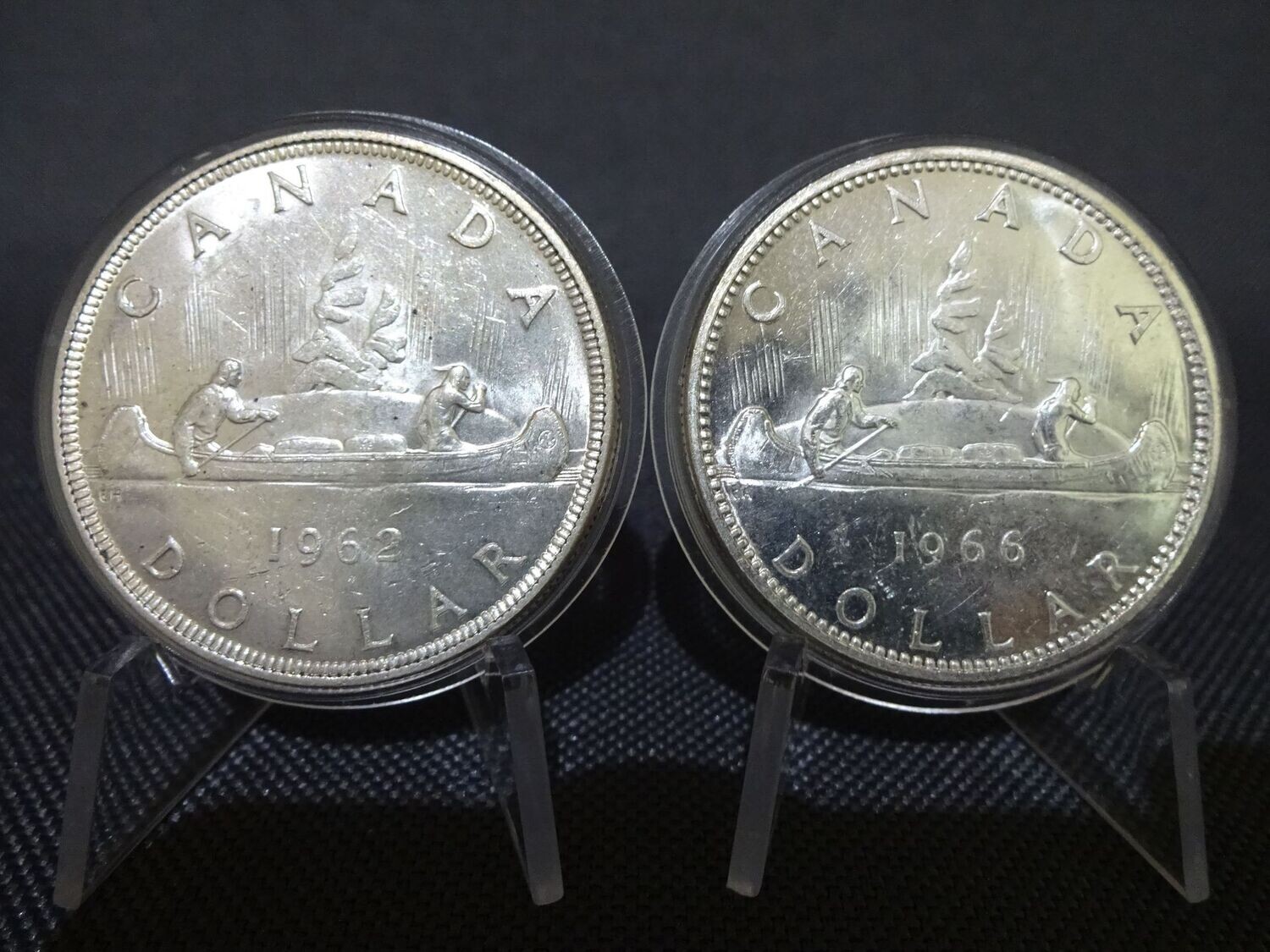 Silbermünzen Set Kanada 1962 1966 1 Dollar Indianer Kanu Queen Elizabeth II. Silbermünzen Set Kanada 1962 1966 1 Dollar Indianer Kanu Queen Elizabeth II.