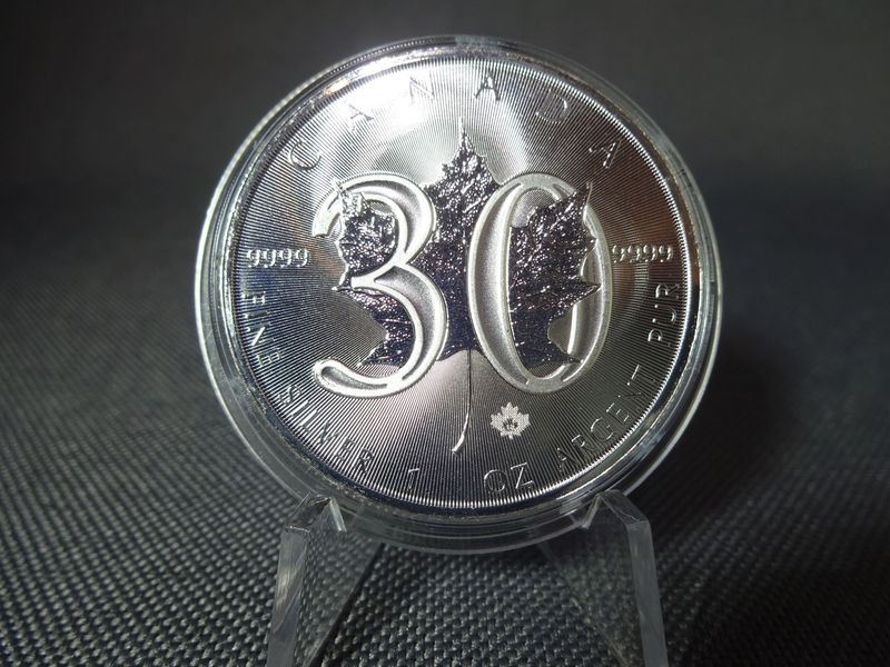Silbermünze Kanada 2018 5 Dollars 30 Jahre Maple Leaf 1 Oz Unze Silbermünze Kanada 2018 5 Dollars 30 Jahre Maple Leaf 1 Oz Unze