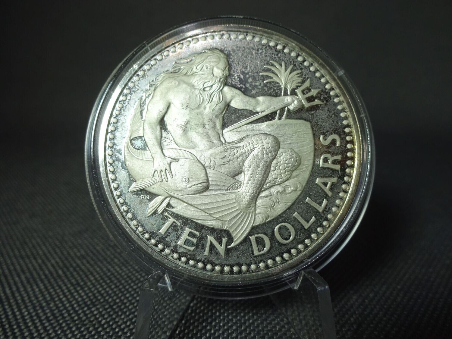 Silbermünze Barbados 1973 10 Dollars Neptun Dreizack Trident Proof Silbermünze Barbados 1973 10 Dollars Neptun Dreizack Trident Proof