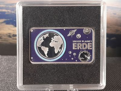 Silberbarren Planet Erde 2017 Deutschland UV Lack Ring Blauer Planet Fluoreszierend Farbe 1/2 Oz Unze Silberbarren Planet Erde 2017 Deutschland UV Lack Ring Blauer Planet Fluoreszierend Farbe 1/2 Oz Unze