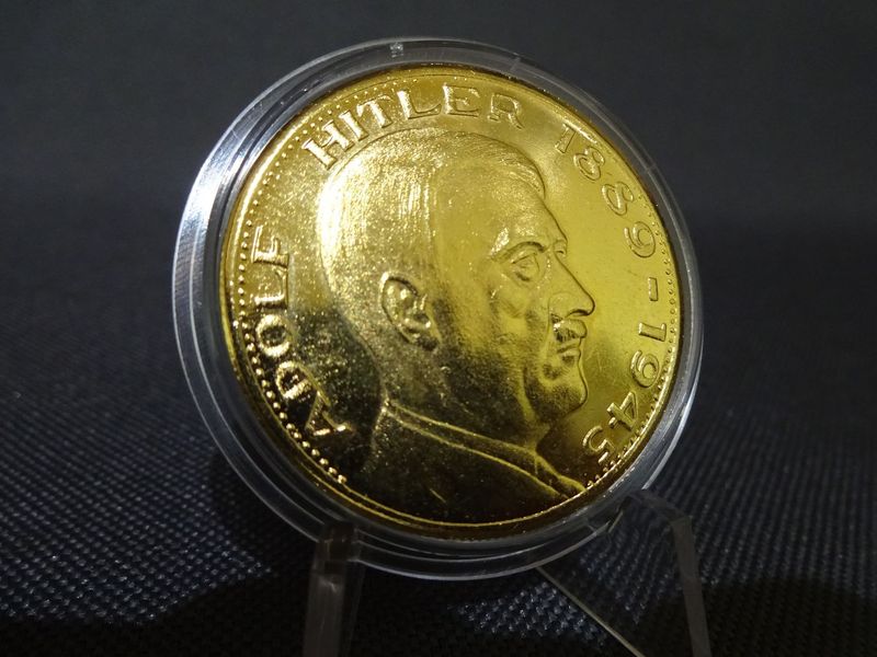 Medaille Drittes Reich Adolf Hitler 1889 - 1945 Nazi Ein Volk Ein Reich Ein Führer Vergoldet 1.