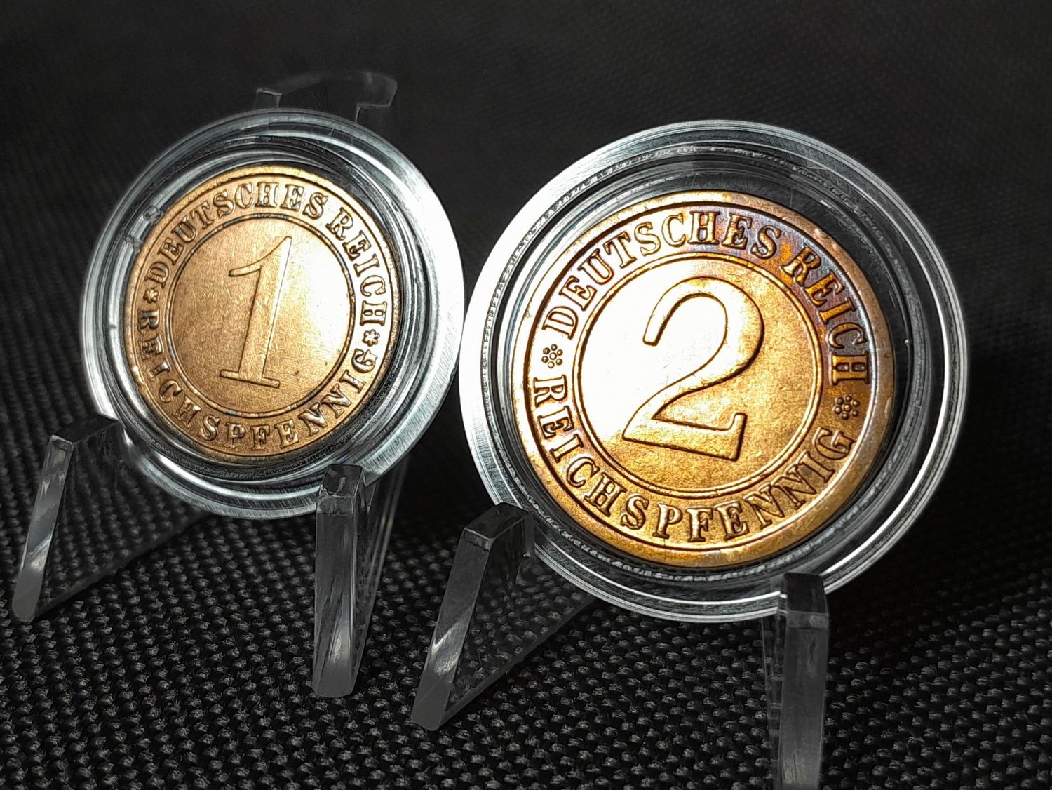 Münzen Set Drittes Reich 1936 A D 1 2 Reichspfennig Patina Fehlprägung Erhaltung!