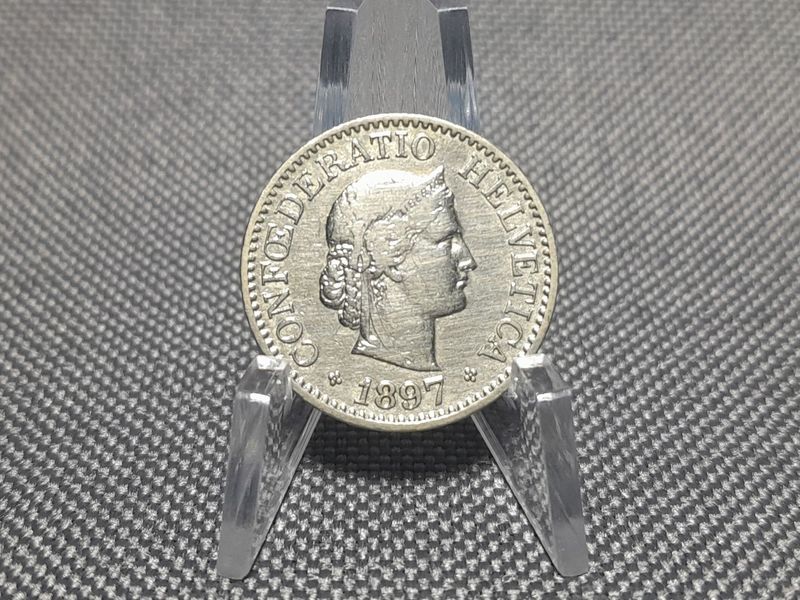 Münze Schweiz 1897 10 Rappen Helvetia