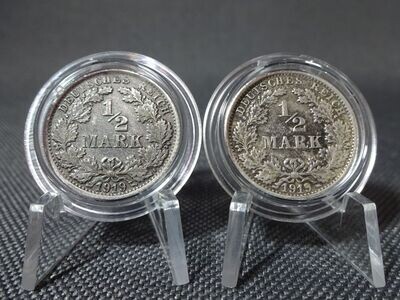 Silbermünzen Set Deutsches Kaiserreich 1919 F 1/2 Mark Stuttgart Fehlprägung Silbermünzen Set Deutsches Kaiserreich 1919 F 1/2 Mark Stuttgart Fehlprägung