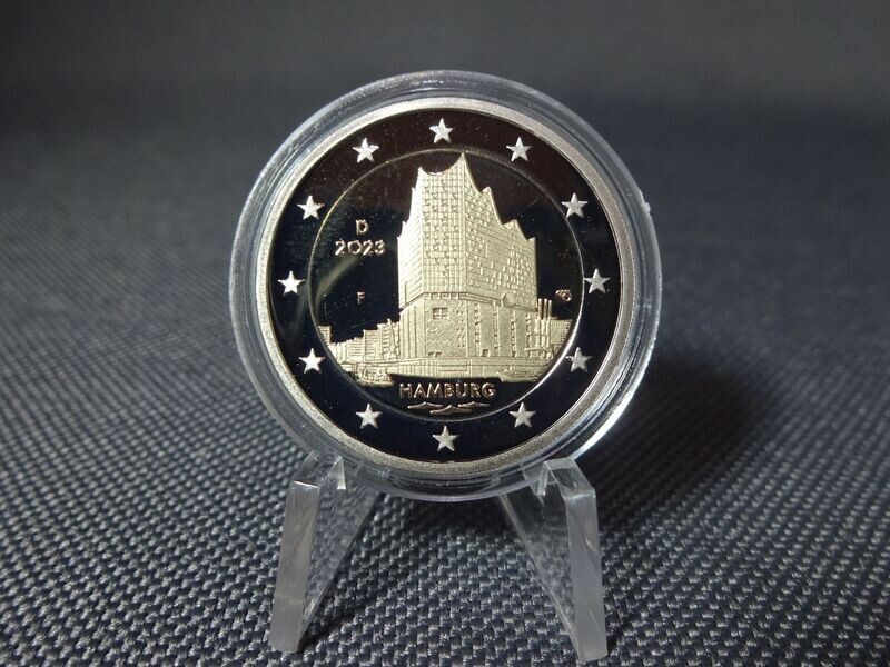 Münze Deutschland 2023 F 2 Euro Hamburg Elbphilharmonie Proof