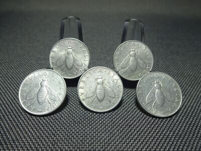 Münzen Set Italien 1954 1955 1956 1957 1959 2 Lire Honigbiene