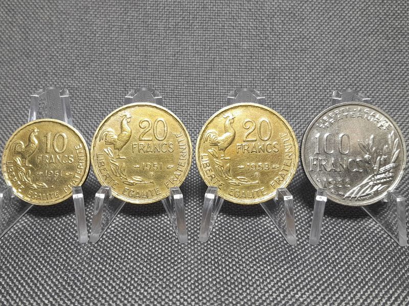 Münzen Set Frankreich 1951 1953 1955 10 20 100 Francs Erhaltung!