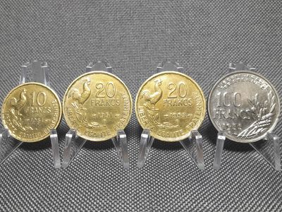 Münzen Set Frankreich 1951 1953 1955 10 20 100 Francs Erhaltung!