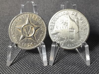 Münzen Set Kuba 1920 1952 5 10 Centavos Cuba