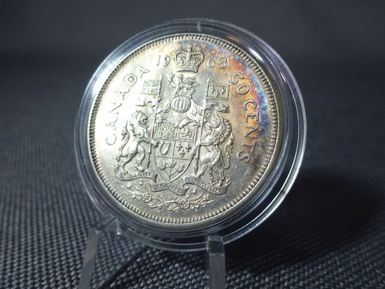 Silbermünze Kanada 1963 50 Cents Wappen Elizabeth II. Patina