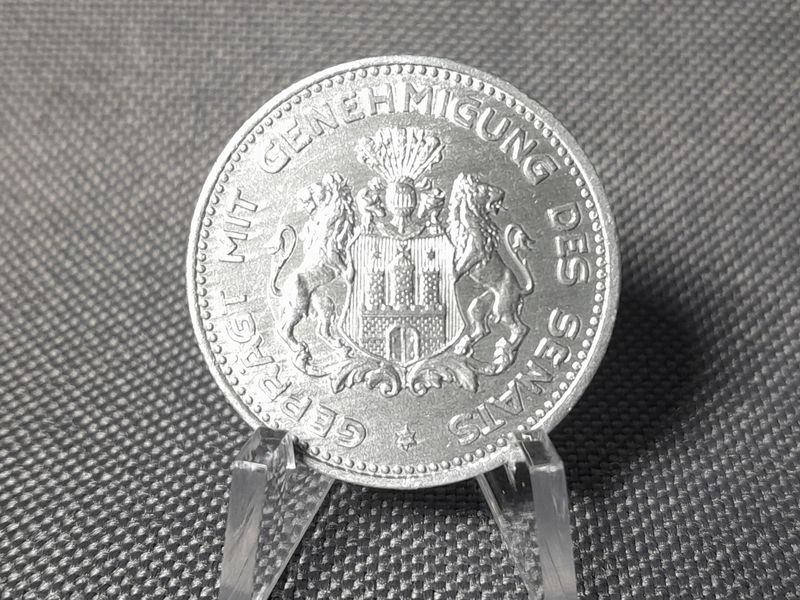 Münze Weimarer Republik 1923 1/10 Verrechnungsmarke Hamburg Erhaltung!