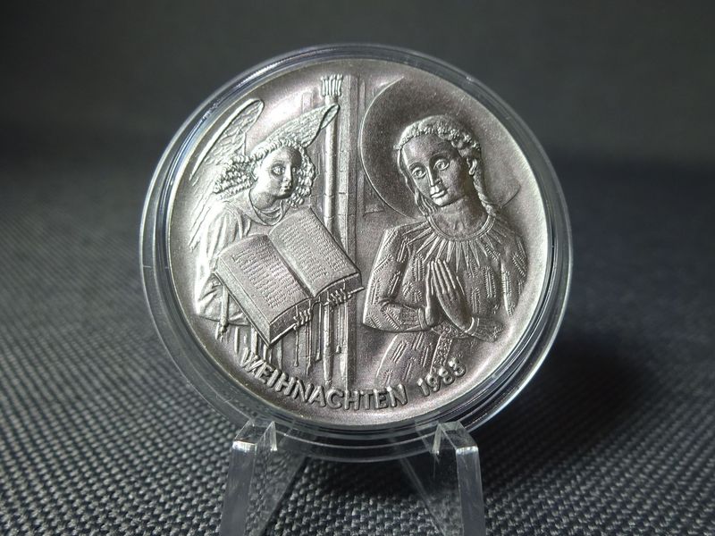 Silbermedaille Deutschland 1983 Weihnachtstaler Maria Josef Jesus Geburt Engel
