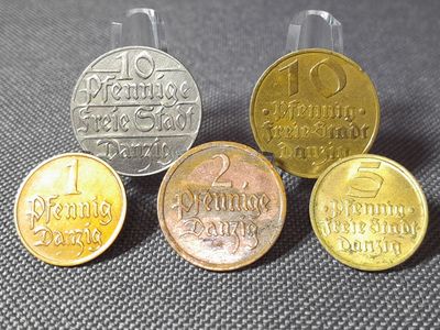 Münzen Set Nebengebiete Freie Stadt Danzig 1923 1926 1932 1 2 5 10 Pfennig Erhaltung Münzen Set Nebengebiete Freie Stadt Danzig 1923 1926 1932 1 2 5 10 Pfennig Erhaltung