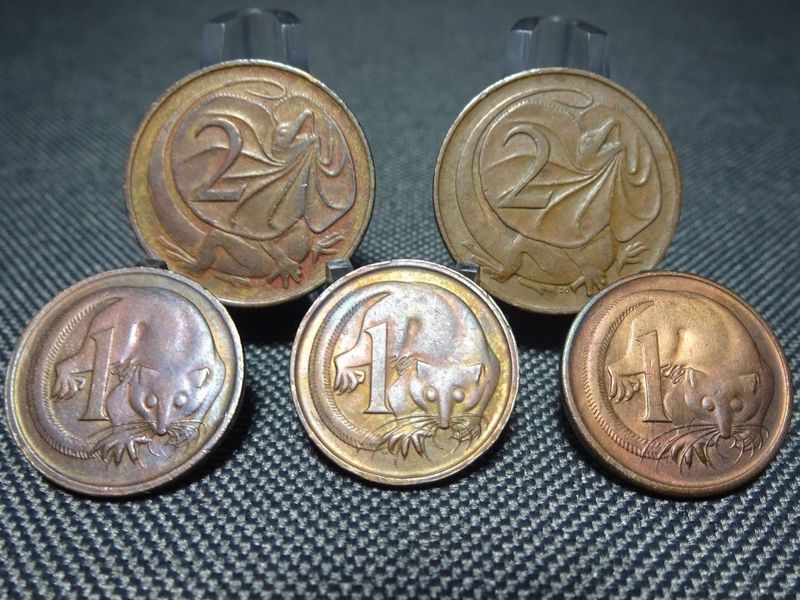 Münzen-Set Australien 1966 1967 1 2 Cents Patina Münzen-Set Australien 1966 1967 1 2 Cents Patina