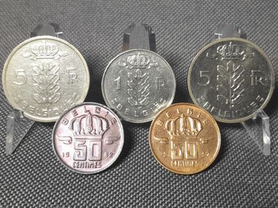 Münzen Set Belgien 1950 1957 1958 1982 1 5 50 Centimes Francs Erhaltung!