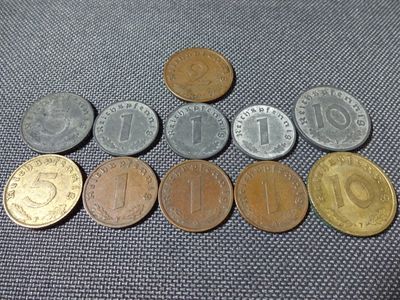 Münzen Set Drittes Reich 1937 1938 1939 1940 1941 1942 1943 1 2 5 10 Reichspfennig Münzen Set Drittes Reich 1937 1938 1939 1940 1941 1942 1943 1 2 5 10 Reichspfennig