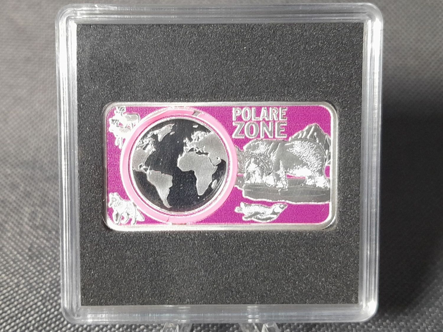 Silberbarren Planet Erde 2017 Deutschland UV Lack Ring Polare Zone Fluoreszierend Farbe 1/2 Oz Unze