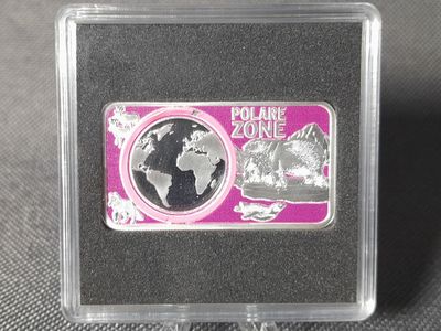 Silberbarren Planet Erde 2017 Deutschland UV Lack Ring Polare Zone Fluoreszierend Farbe 1/2 Oz Unze