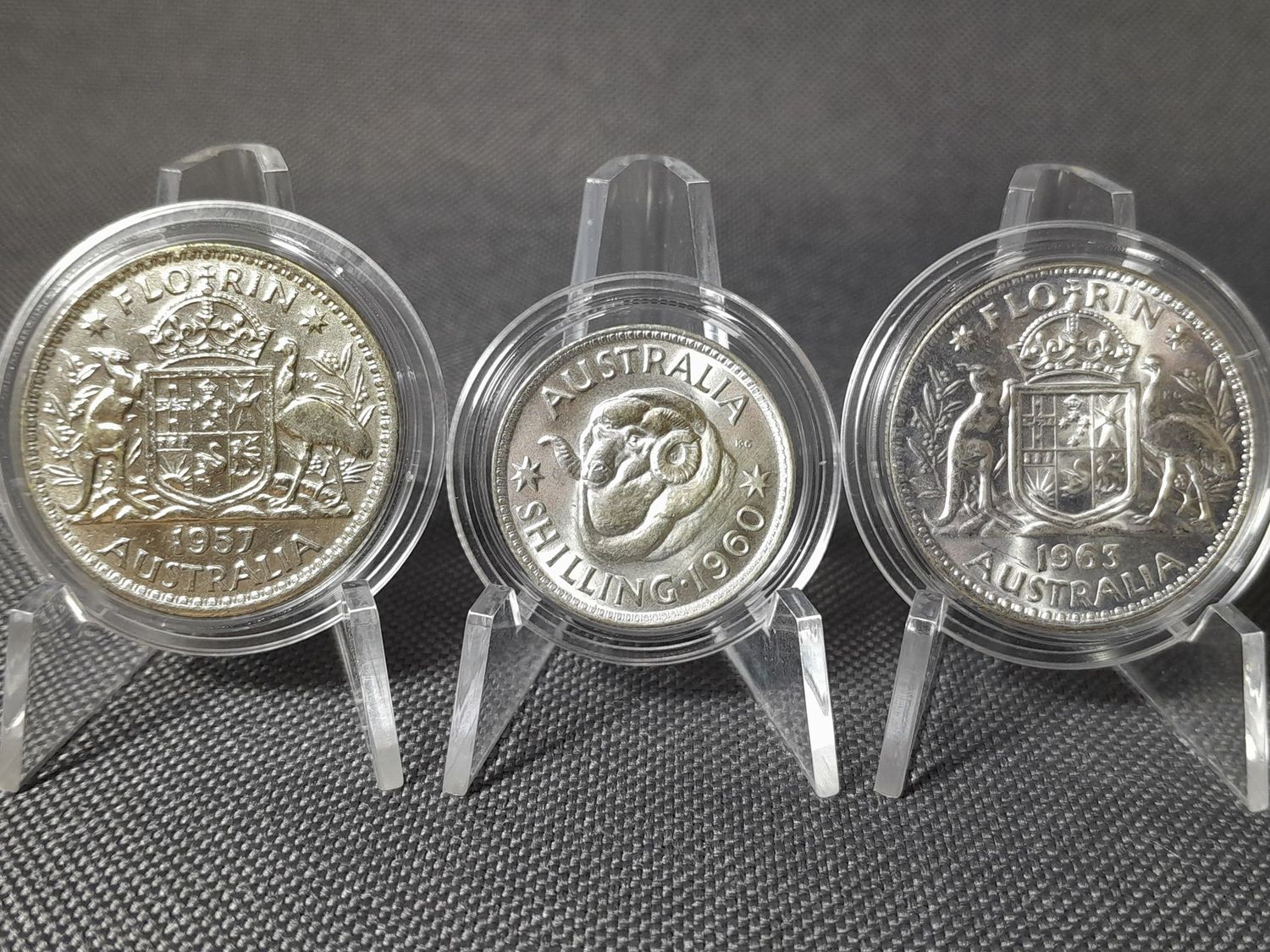 Silbermünzen Set 1957 1960 1963 Australien 1 Florin Shilling Erhaltung!