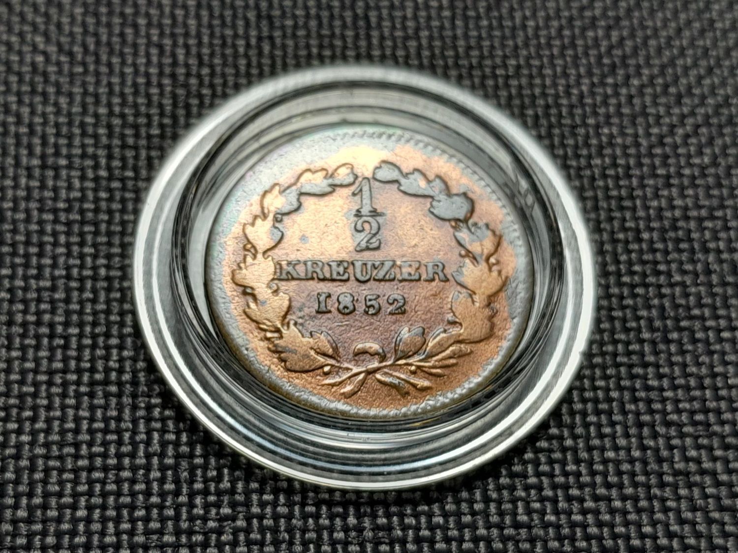 Münze Altdeutschland 1852 1/2 Kreuzer Leopold Großherzog Baden Patina Erhaltung