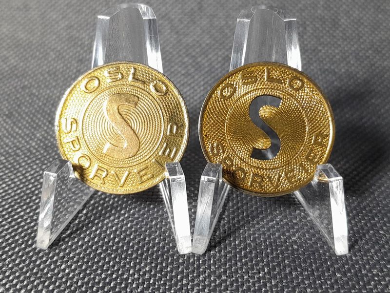 Token Set Norwegen Oslo Sporveier Straßenbahn Jeton Wertmarke Erhaltung!