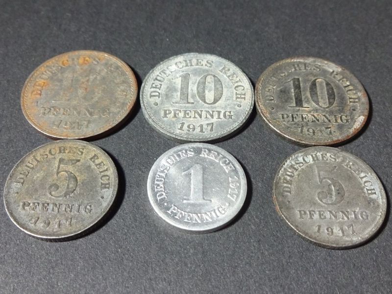Münzen-Set Deutsches Kaiserreich 1917 D F 1 5 10 Pfennig