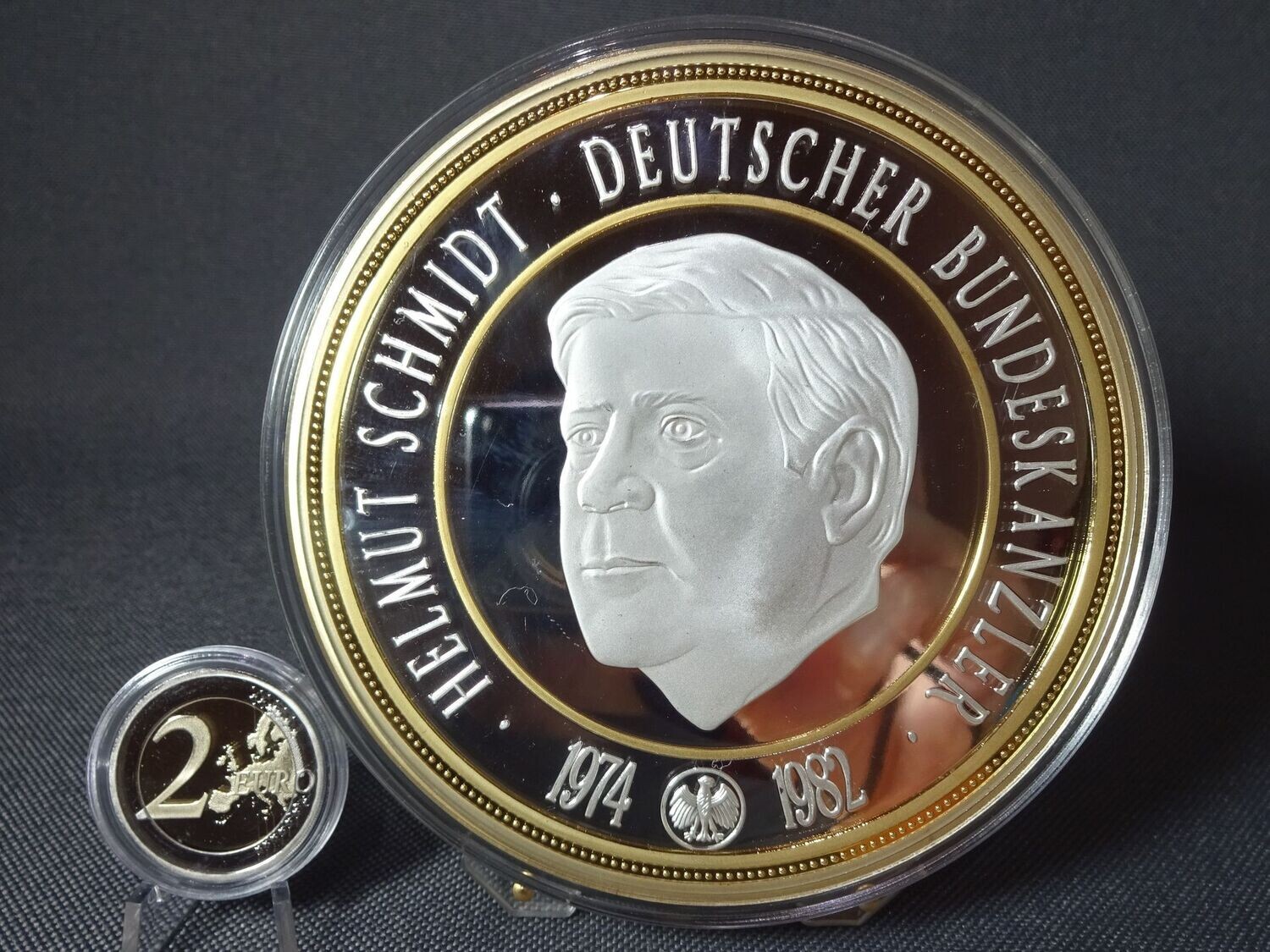 Medaille Deutschland 2017 Helmut Schmidt Bundeskanzler Gilded Versilbert PP Proof 100 mm Gigantenprägung