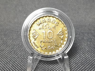 Münze Marokko 1952 1371 10 Francs Maroc König Mohammed V. Erhaltung!
