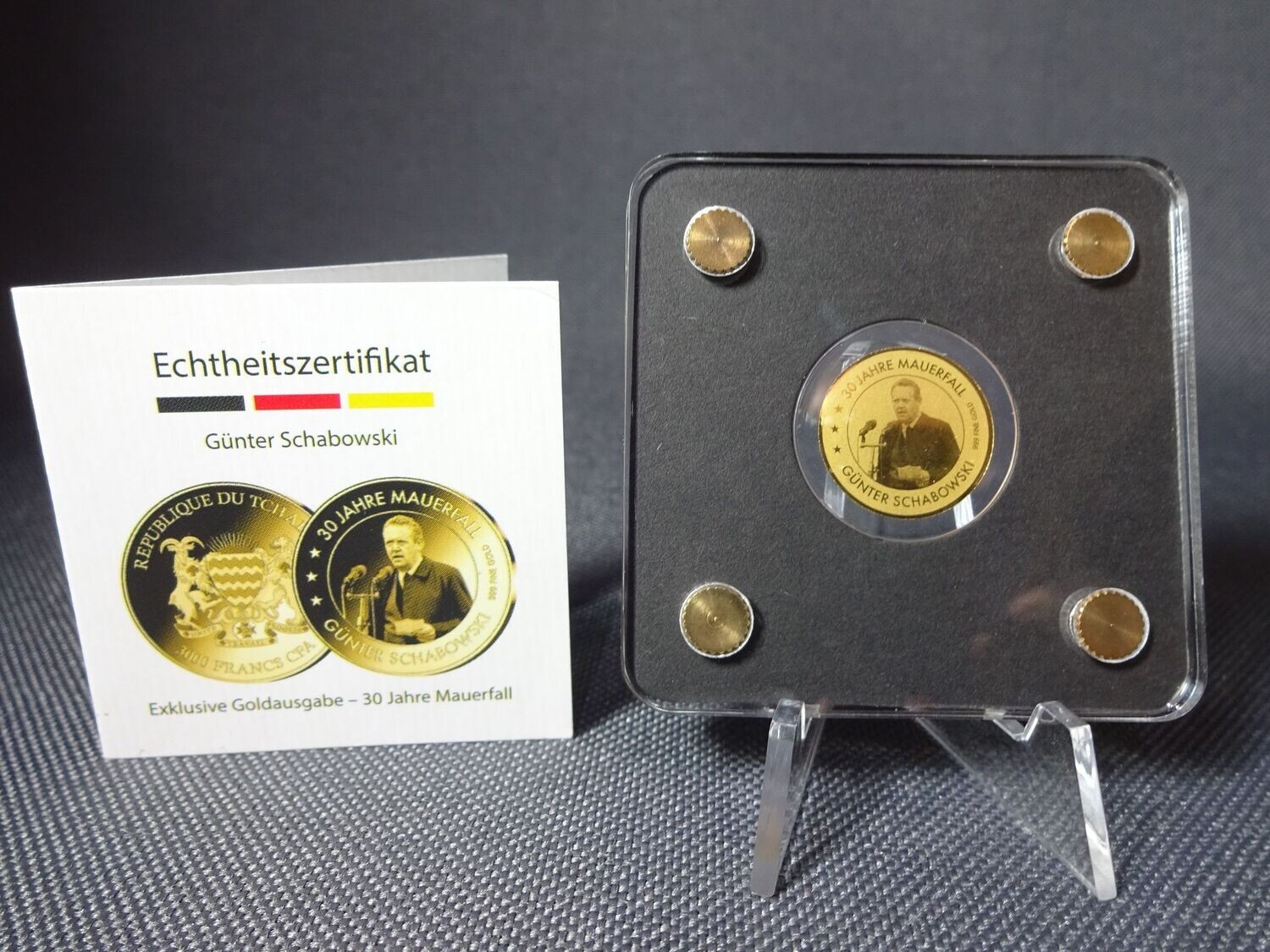 Goldmünze Tschad 2019 3000 Francs Mauerfall Schabowski 1/500 Oz Unze Goldmünze Tschad 2019 3000 Francs Mauerfall Schabowski 1/500 Oz Unze