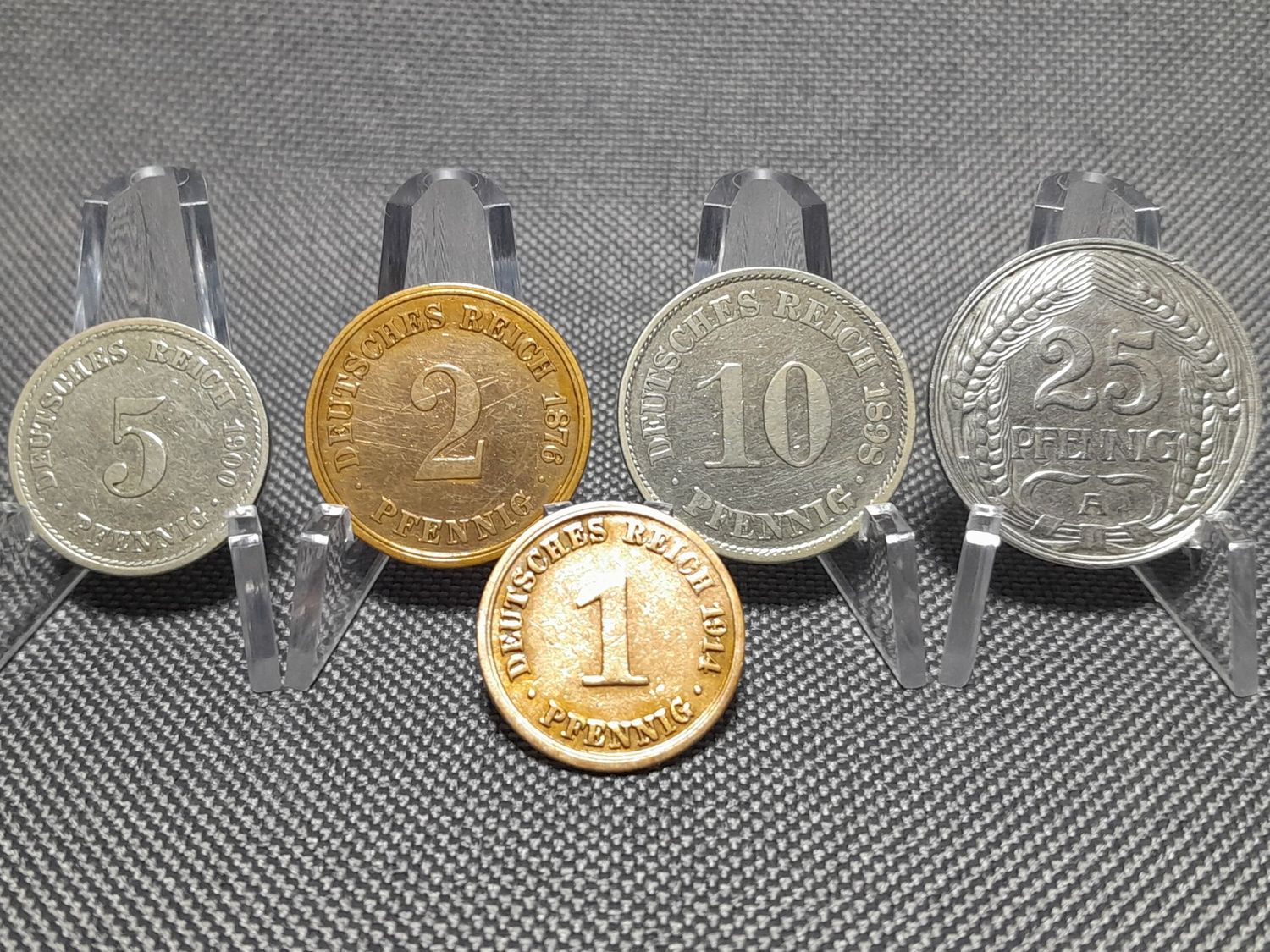 Münzen Set Deutsches Kaiserreich 1876 1898 1900 1909 1914 A 1 2 5 10 25 Pfennig Erhaltung!