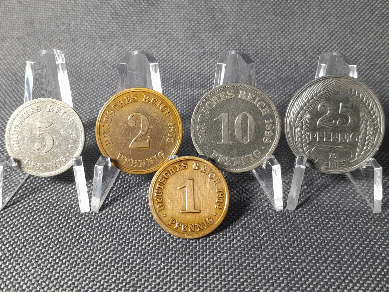 Münzen Set Deutsches Kaiserreich 1876 1898 1900 1909 1914 A 1 2 5 10 25 Pfennig Erhaltung! Münzen Set Deutsches Kaiserreich 1876 1898 1900 1909 1914 A 1 2 5 10 25 Pfennig Erhaltung!