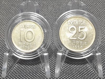 Silbermünzen Set Schweden 1956 1960 10 25 Öre Sverige Krone