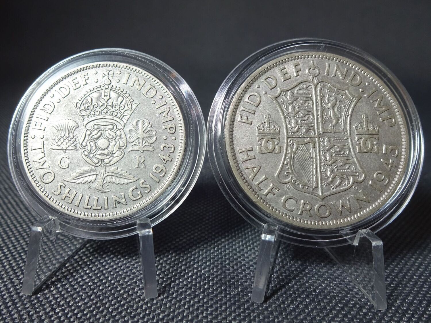 Silbermünzen Set England 1943 2 Shillings Half 1/2 Crown George VI.