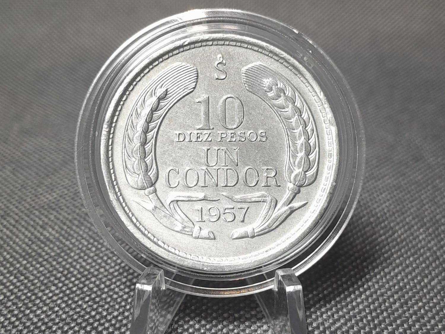 Münze Chile 1957 10 Pesos Un Condor Erhaltung! Münze Chile 1957 10 Pesos Un Condor Erhaltung!