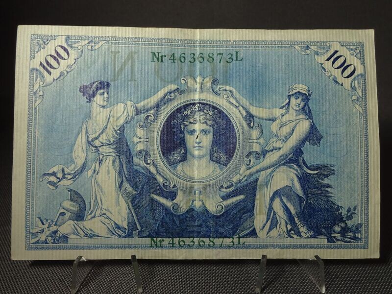 Banknote 1908 Deutsches Kaiserreich 100 Mark Reichsbanknote Geldschein Banknote 1908 Deutsches Kaiserreich 100 Mark Reichsbanknote Geldschein