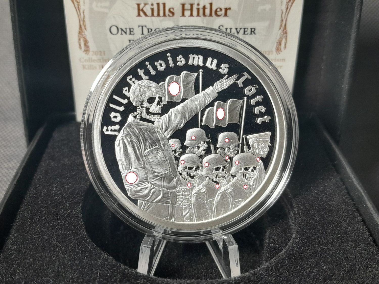 Silbermedaille USA 2021 Kollektivismus Tötet Kills Hitler Zombie Silver Shield PP Proof 1 Oz Unze
