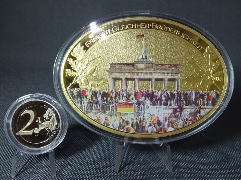 Medaille Deutschland 2014 25 Jahre Mauerfall Swarovski Vergoldet PP Proof 85 mm x 62 mm