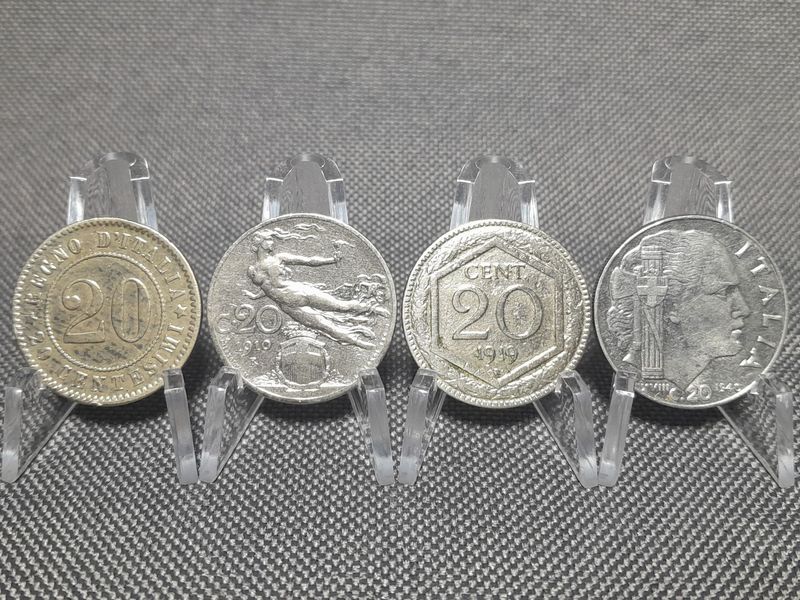 Münzen Set Italien 1894 1910 1919 1940 20 Centesimi Umberto I. Vittorio III.