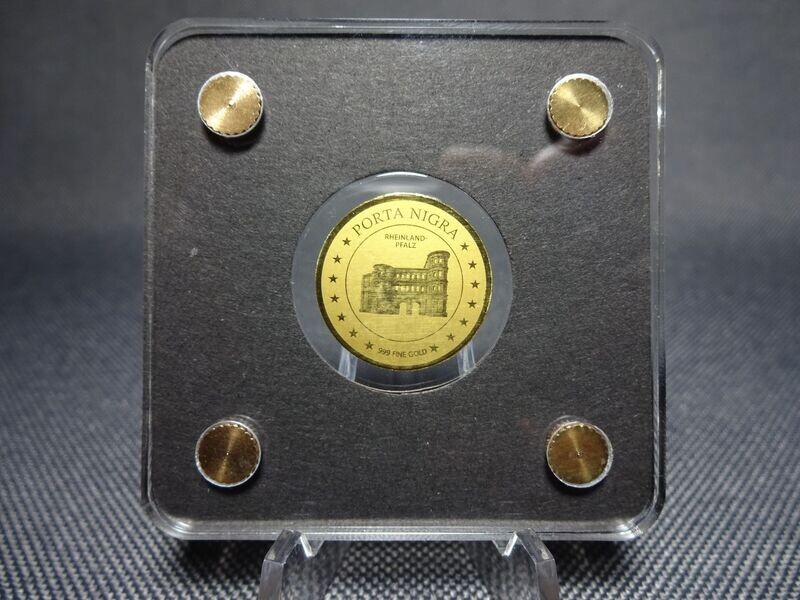 Goldmünze Tschad 3000 Francs Rheinland Pfalz Porta Nigra 1/500 Oz Unze